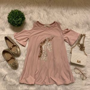 Pink Cold Shoulder Dress